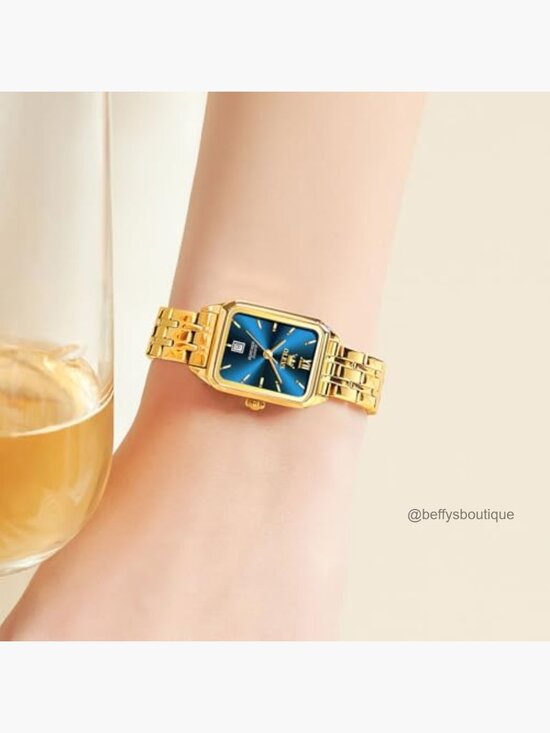 Square Stainless Steel Quartz Wrist Watch with Date - Dainty and Elegant main image 4
